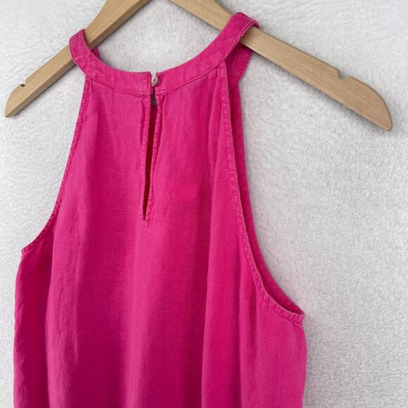 SIGRID OLSEN Dress L 100% Linen Woven Halter Sundress Shift Sleeveless Pink - Picture 7 of 11